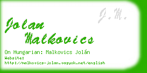 jolan malkovics business card