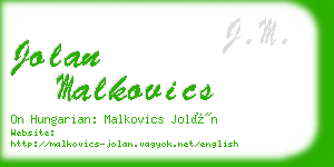 jolan malkovics business card